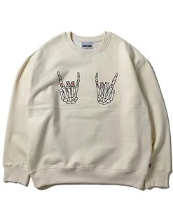 SK8ERROCK [SK8ER ROCK] FW 21 HAND SIGN SWEAT SHIRT CREAM Best Sellers