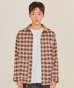 Best Sellers [AQOSTUDIOSPACE] SS 22 AQO BEAR CHECK SHIRTS BROWN