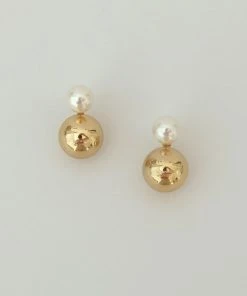 [MIDNIGHT MOMENT] Seasonless Tooball Pearl Earring - Gold