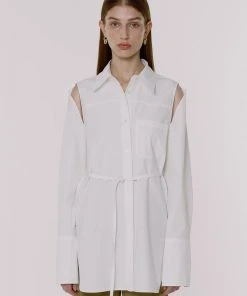 Best Sellers [MINASONG] SS 22 CUT OUT OVER SHIRT - CHALK WHITE