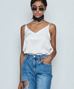 Best Sellers [MAKEATOAST] SS 22 SILK SLEEVELESS BLOUSE WHITE