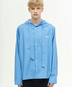 [KEYPU] SS 22 HOOD SCARF SHIRT BLUE