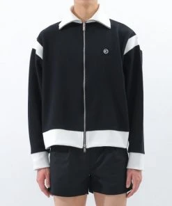 Best Sellers [BASICCOTTON] SS 22 Varsity Zip-up Jacket - BLACK