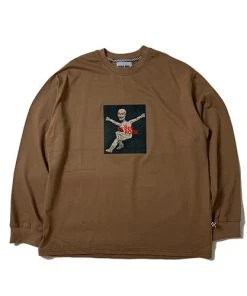 SK8ERROCK [SK8ER ROCK] FW 21 HOORAY LONG SLEEVE T-SHIRT LIGHT BROWN Best Sellers