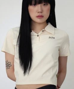 [ACHO] Summer 22 Logo Crop Collar T-shirt_Ivory Best Sellers