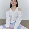 JULIE BEANS [JULYE HAN] SS 22 Off Shoulder Shirring Blouse - White Best Sellers