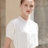 [JOORTI] Summer 22 J1012 Henry-neck Shirring Blouse (white) Best Sellers