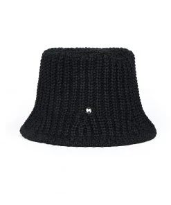 Best Sellers [HIGH SCHOOL DISCO] Seasonless Badge Summer Knit Bucket Hat Black