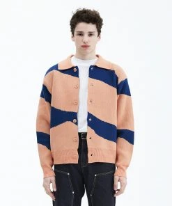 [LA MER MA MAISON] SS 22 LINE KNIT CARDIGAN ORANGE Best Sellers