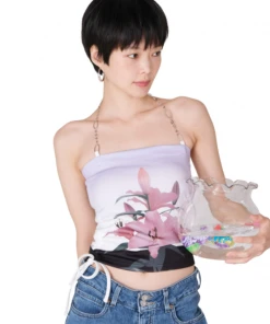 Best Sellers [RURU] Seasonless LILY CHAIN HALTER NECK TOP [PURPLE]