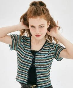 Best Sellers [NASTY FANCY CLUB] Summer 22 CROCHET BUTTON CROP CARDIGAN (BLUE)_F22QB428