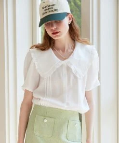 [ANEDIT] Summer 22 Pintuck Big Collar Blouse_WH Best Sellers