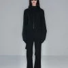 Best Sellers [NACHE] Winter 21 DRAPED KNIT PANTS-BLACK