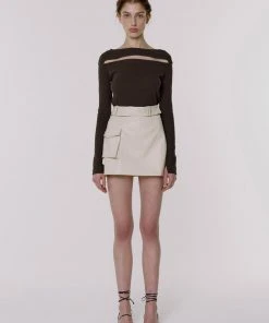 [MINASONG] SS 22 CUT OUT MINI SKIRT - CREAM