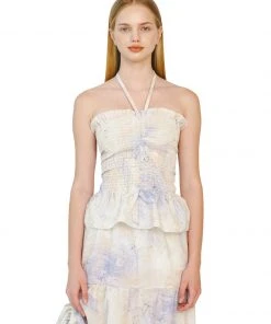 Best Sellers [LECYTO] Summer 22 SHIRRING WAVE TUBE TOP_(L.YELLOW)