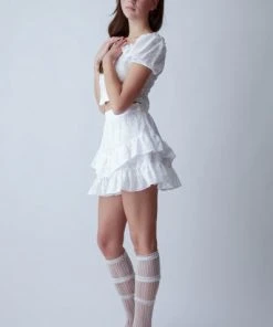 [POPSIZ] Summer 22 Mary Baby Ruffle Unbalanced Skirt