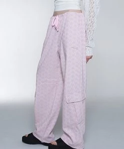 Best Sellers [SETUP EXE] Summer 22 Star Jacquard Button Pocket Pants (Baby Pink)