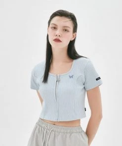 [NASTY FANCY CLUB] Summer 22 BELLEZA SQUAR NECK ZIP-UP (LIGHT BLUE)_F22QB427