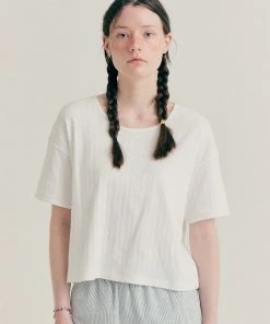 Best Sellers [BENSIMON] Summer 22 JACQUARD HALF SLEEVE - WHITE