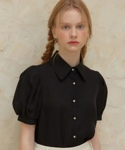 [JOORTI] SS 22 J987 See-through Collar Blouse (black)