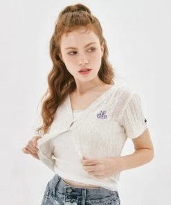 Best Sellers [NASTY FANCY CLUB] SS 22 PEONY TWO BUTTON CARDIGAN (IVORY)_F22QB426