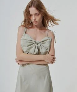Best Sellers [LO AXUAL] Summer 22 NYLON RIBBON LONG DRESS_PALE GREEN
