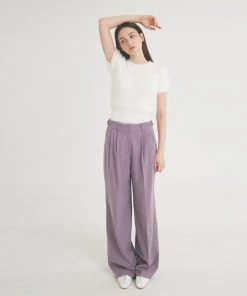 FREI HEIT [FREIHEIT] FW 21 Two-Tuck Button Wide Wool Pants (Violet) Best Sellers