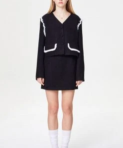 [OUTXO] Summer 22 JADE TWEED SKIRT BLACK