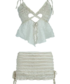 Best Sellers [GANGYOUNG] SS 22 IVORY LOVE SKORT SET