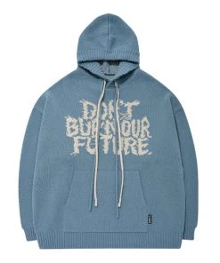 [AJO BY AJO] SS 22 Oversized (19) Slogan Wool Knit Hoodie [Sky Blue] Best Sellers