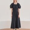 [VITALSIGN] SS 22 Smoke Banding Puff Dress (Black)