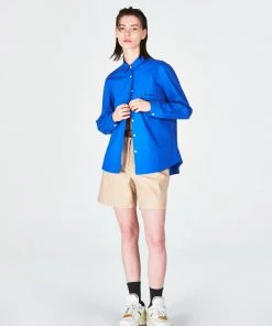 Best Sellers [RANDELL] SS 22 LOGO EMBROIDERY SHIRT, BLUE & YELLOW