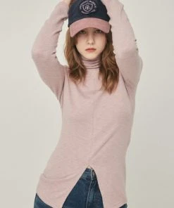[LARTIGENT] SS 22 SLIT TURTLE NECK T-SHIRT(PINK)