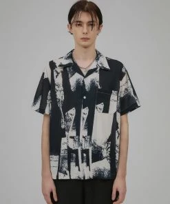 Best Sellers [FLAREUP] SS 22 E11 Open Collar Shirt - Black (FU-189)