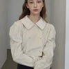 [JOORTI] SS 22 J880 Velvet Double Blouse (ivory)
