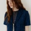 Best Sellers [ROCCI ROCCI] Summer 22 Tweed Crop Jacket (CRYSTAL NAVY)