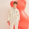 [AQOSTUDIOSPACE] FW 21 AQO BEAR FLEECE HALF ZIP-UP IVORY