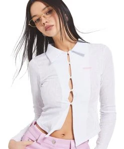 Best Sellers [CRANK] SS 22 PEARL BUTTON CARDIGAN_WT