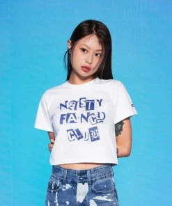 Best Sellers [NASTY FANCY CLUB] Summer 22 FANCY STAMP CROP TEE (WHITE)_F22QB453
