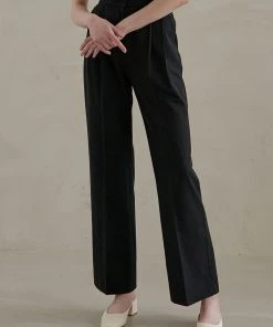 Best Sellers [JOORTI] SS 22 J977 Wide Pintuck Boots-cut Pants (black)