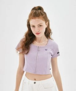 [NASTY FANCY CLUB] Summer 22 BELLEZA SQUAR NECK ZIP-UP (LILAC)_F22QB427 Best Sellers