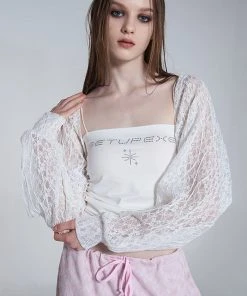 Best Sellers [SETUP EXE] Summer 22 Wave Lace Bolero Cardigan (White)