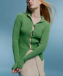 [PARKSSY] SS 22 Hole Button Knit Cardigan_Green