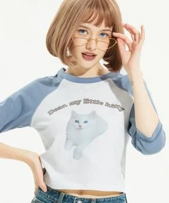 Best Sellers [CRANK] FW 21 MY LITTLE KITTY CROP T_SKY