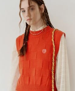 [ROCCI ROCCI] Summer 22 Rose Jacquard Knit Vest (ORANGE) Best Sellers