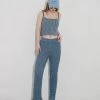 UNORMAL [UNUSUALNORMAL] SS 22 DAMAGED KNIT PANTS_DENIM BLUE Best Sellers
