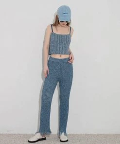 UNORMAL [UNUSUALNORMAL] SS 22 DAMAGED KNIT PANTS_DENIM BLUE Best Sellers