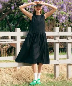 [ANEDIT] Summer 22 Sleeveless Shirring Dress_BK