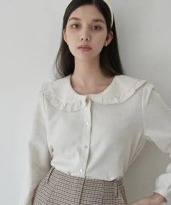 [JOORTI] SS 22 J918 Semi Frill Collar Blouse (ivory)