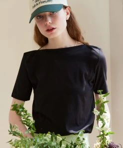 [ANEDIT] Summer 22 Half Boatneck Tshirt_BK